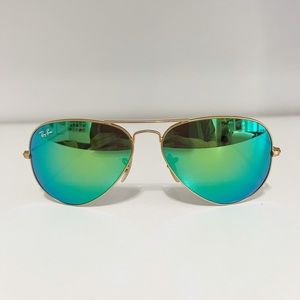 Ray Ban Green Mirror Aviators 55mm